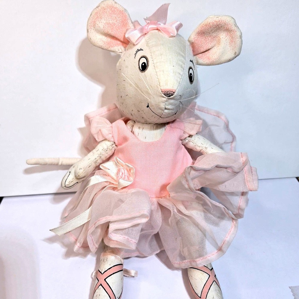 1989 Angelina Ballerina Jointed Pink Plush Stuffed Mouse Katharine Holabird 10"